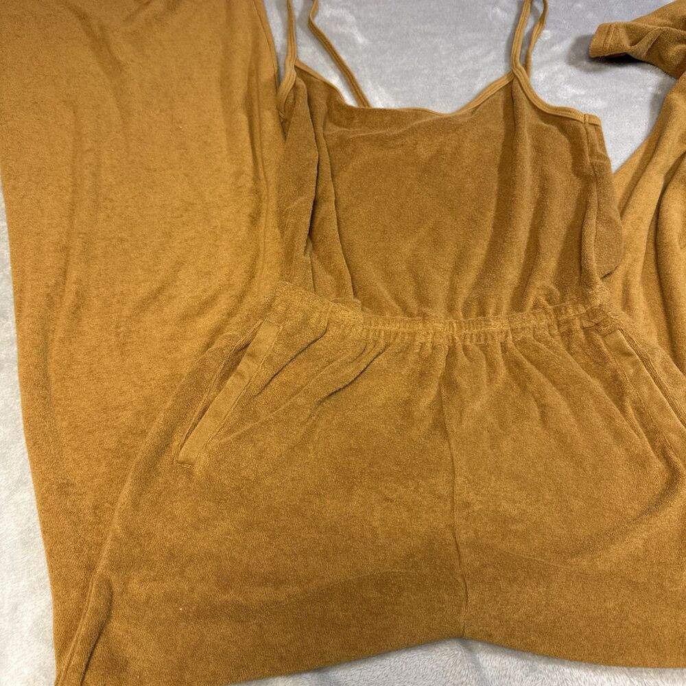 OFFLINE By Aerie Summer Lights Terry Cloth Jumpsuit Wide Leg M Tan Cotton Blend